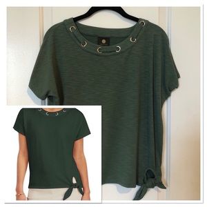 NWOT Olive Green Tie Side Top